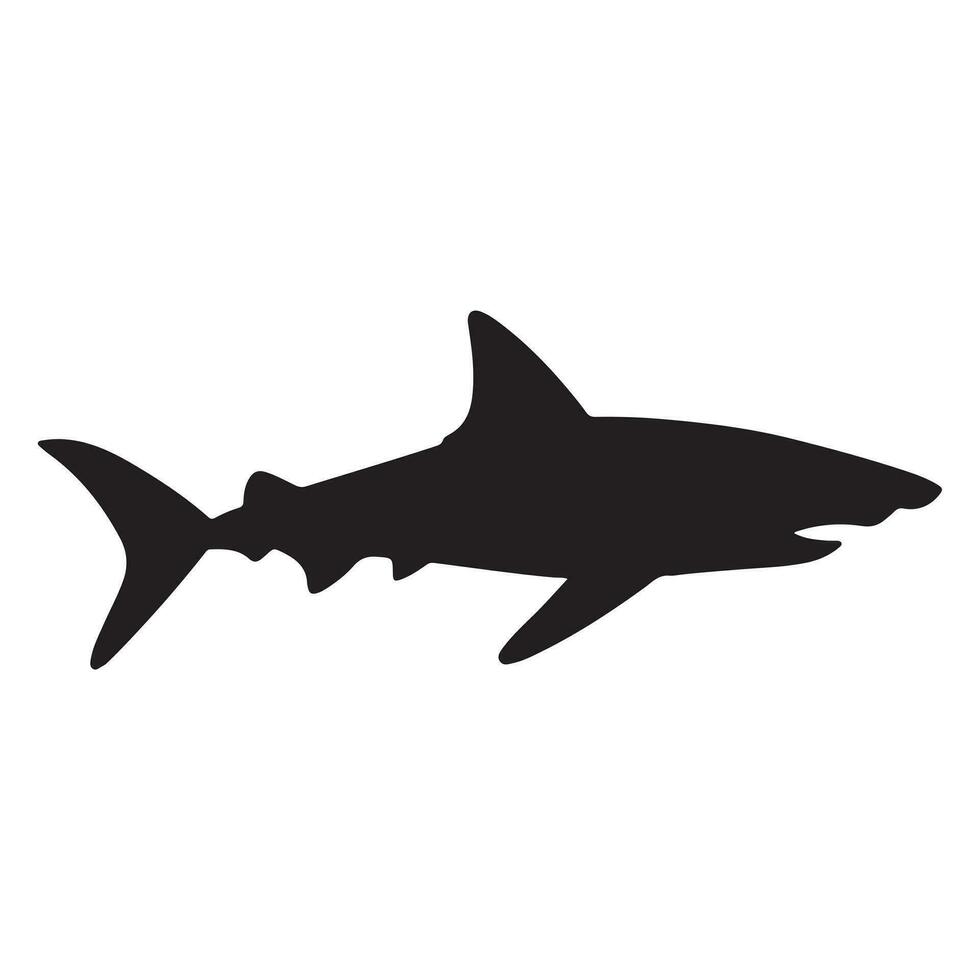 en svart silhuett haj djur- vektor