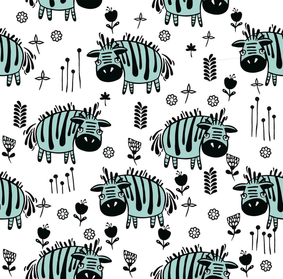 Zebra nahtlos Muster auf Orange Hintergrund, Sommer- Kinder und Kindergarten Stoff Textil- drucken. vektor