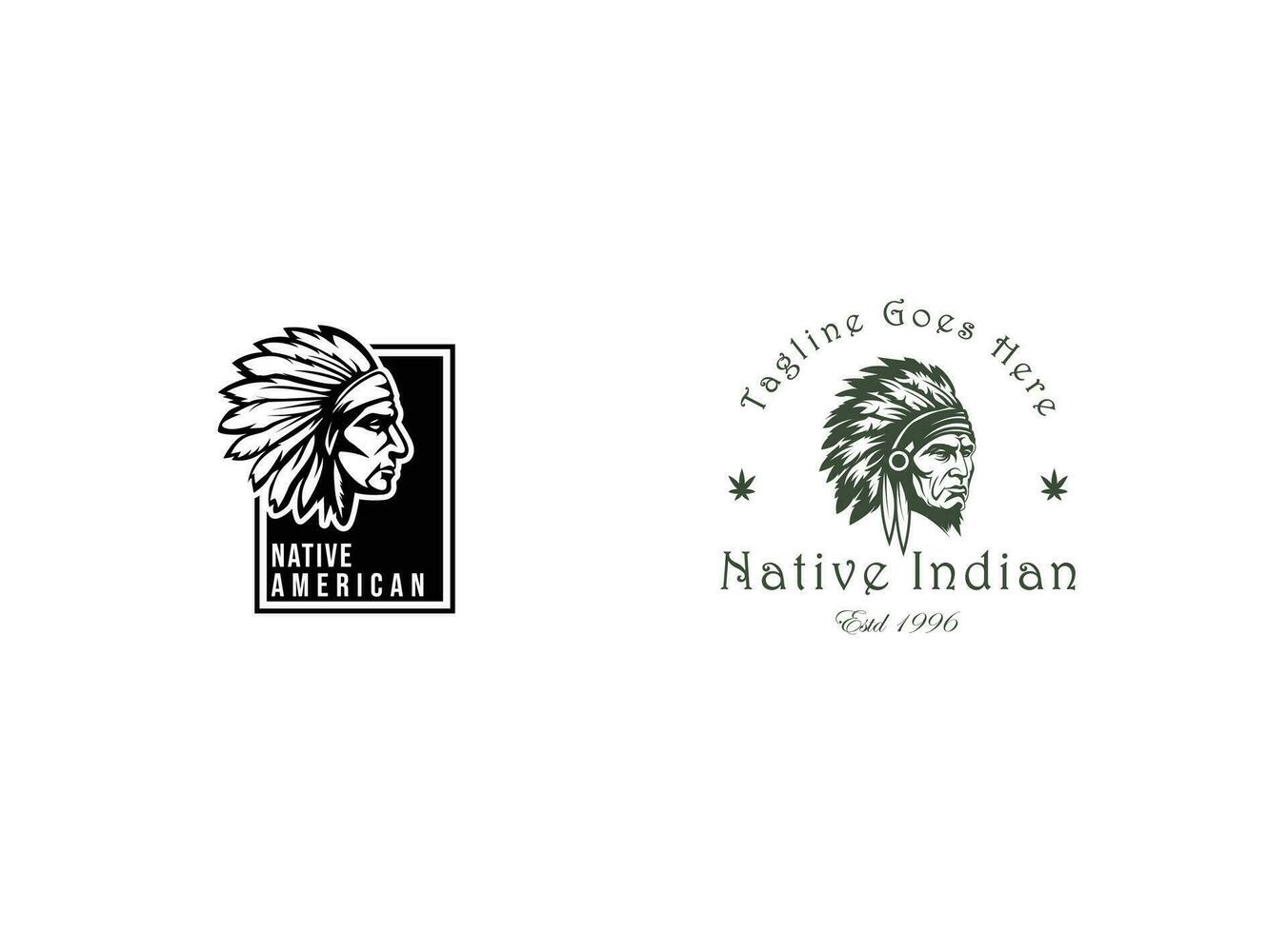 indisk man logotyp årgång stil chef apache maskot design karaktär svart och vänta silhuett vektor illustration
