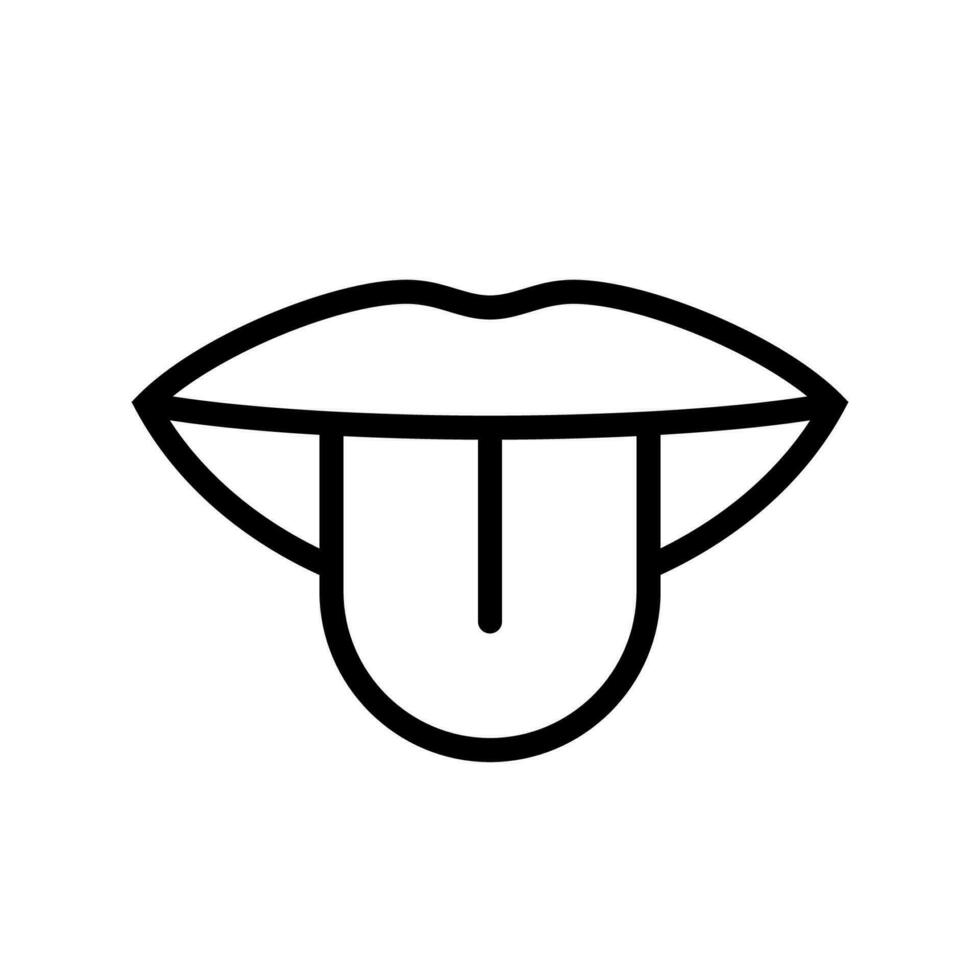 mun med tunga ikon isolerat på vit bakgrund, enkel linje ikon smak symbol, mun vektor illustration.