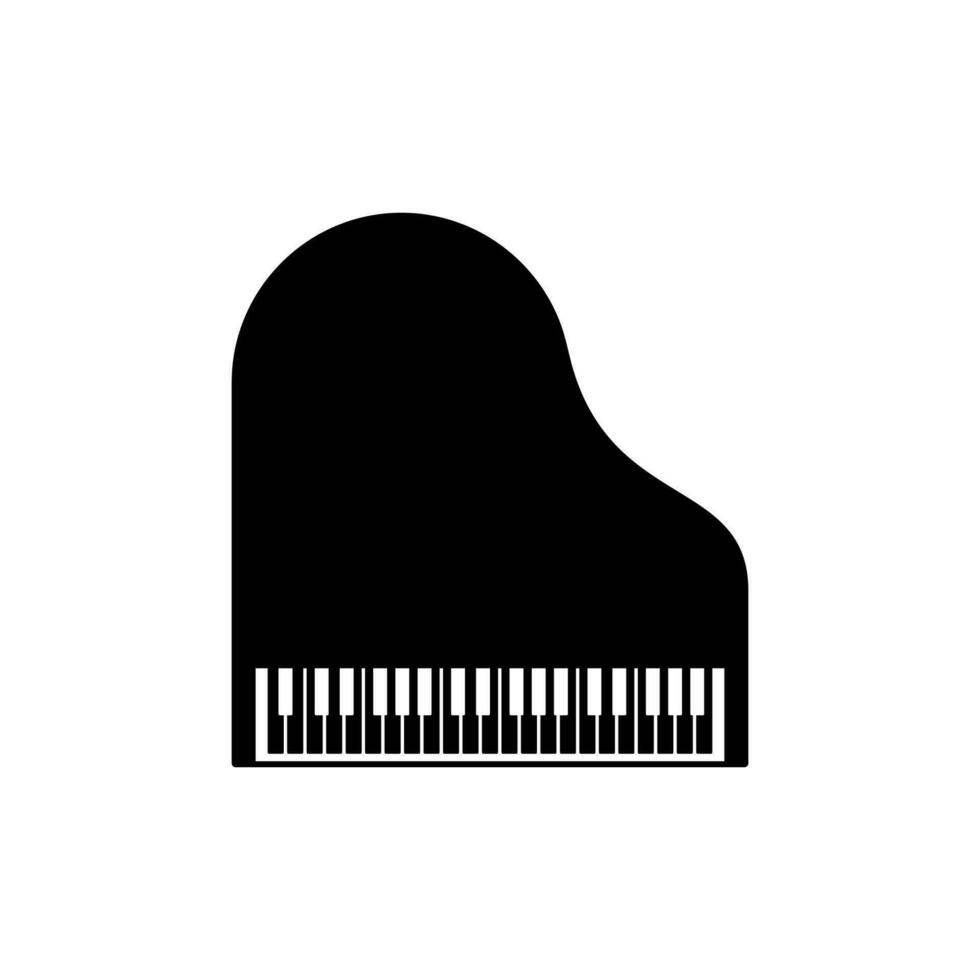 klassisk svart stor piano ikon med öppen tangentbord isolerat på vit bakgrund. topp se av konstnärlig musikalisk instrument konst underhållning hobby. vektor illustration.