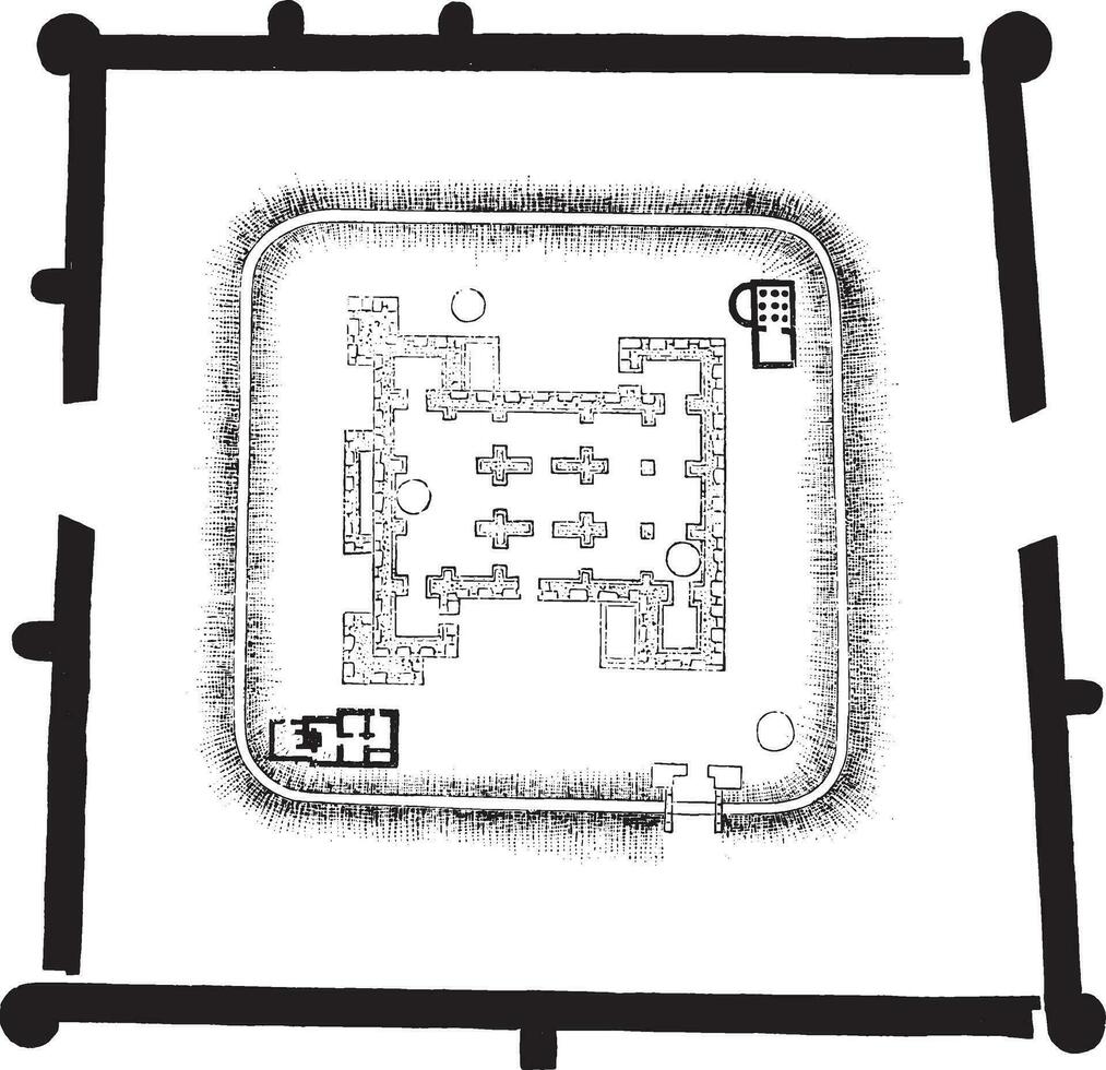 Karte von castrum, Jublains, Mayenne, Jahrgang Gravur. vektor