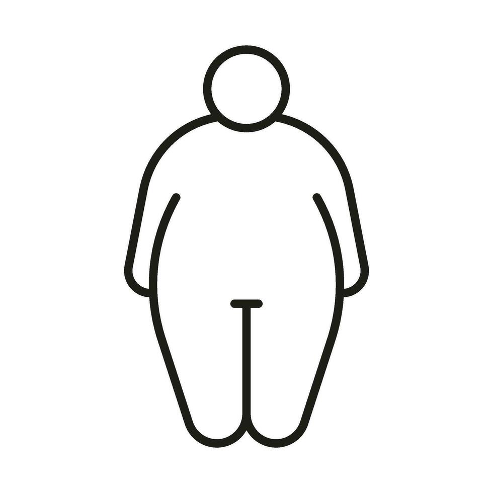 fet kropp av person fet fett linje ikon. fett figur och stor storlek man. vektor översikt illustration