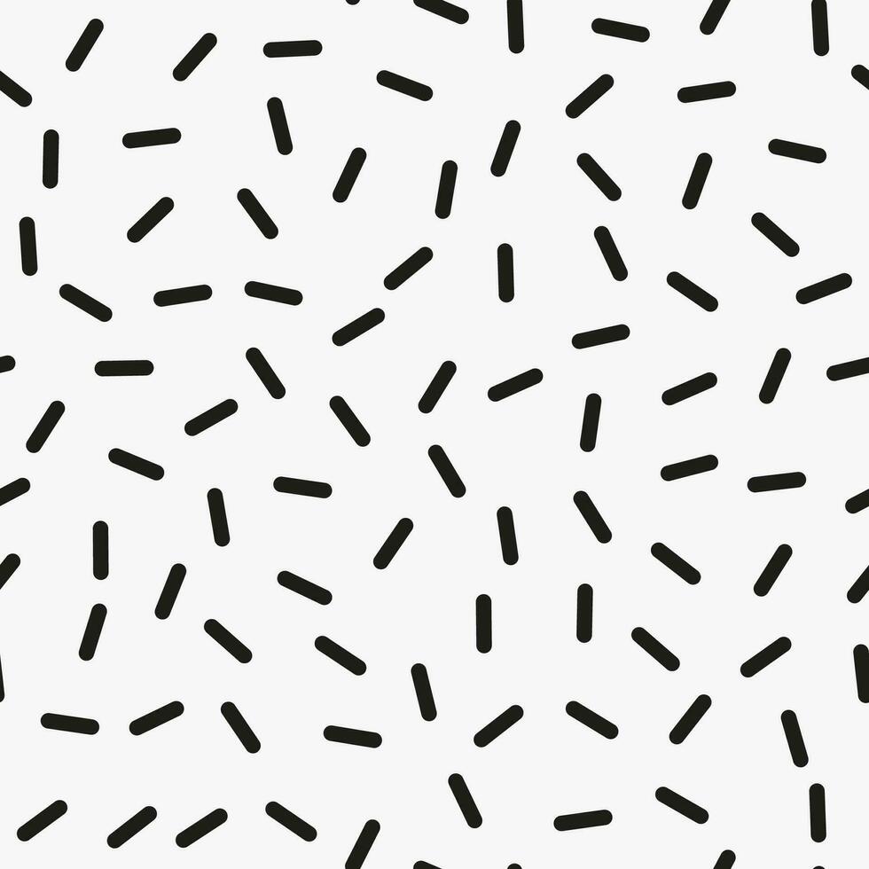 enkel minimalistisk sömlös mönster, svart ritad för hand rader på en vit bakgrund. socker strössel, konfetti. vektor