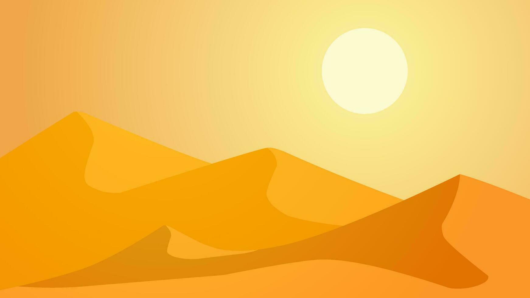 Wüste Landschaft Vektor Illustration. Landschaft von Sand Wüste mit Hitze und trocken Dünen. subtropisch Wüste Landschaft zum Illustration, Hintergrund oder Hintergrund