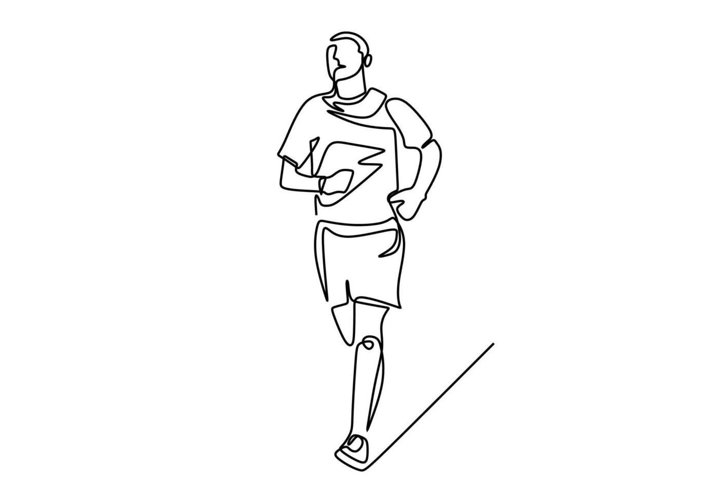 eine Linie laufender Mann kontinuierlicher Zeichenstil. Vektorminimalismus vektor