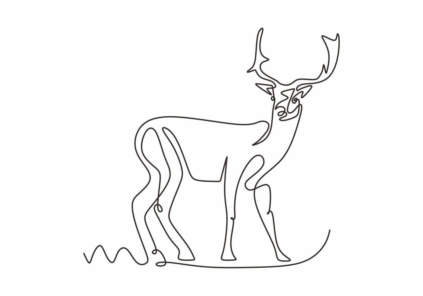 eine Linie Design-Silhouette von Hirschen. durchgehender handgezeichneter Minimalismus vektor