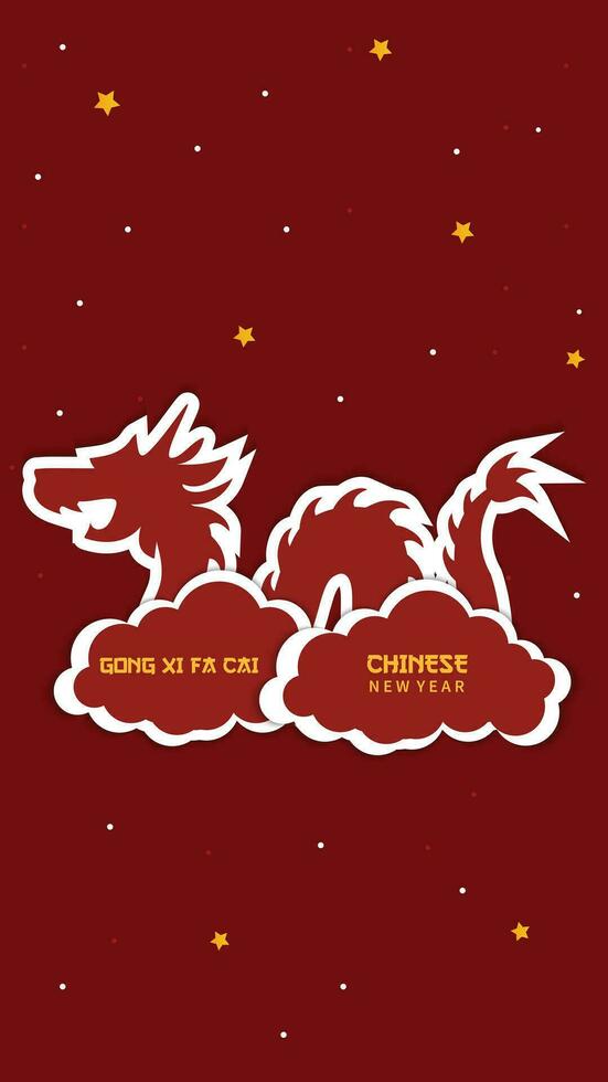 kinesisk ny år med drake symbol för social media berättelse och hälsning kort vektor