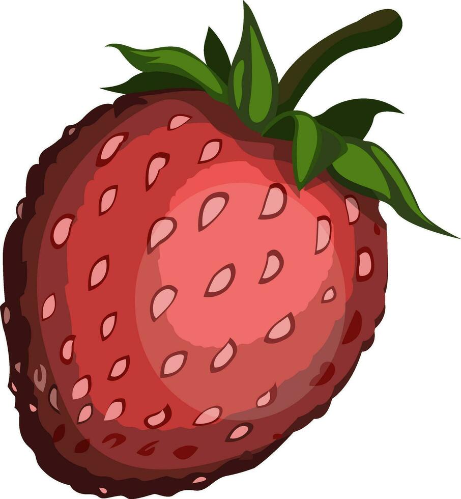 tecknad serie röd jordgubb med grön Petel vektor illustration på vit bakgrund.