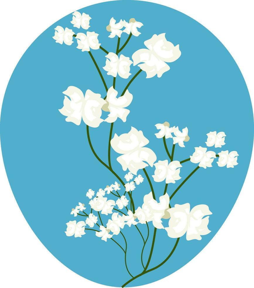 Vektor Illustration von Weiß Gypsophilie Blumen auf Weiß Hintergrund.