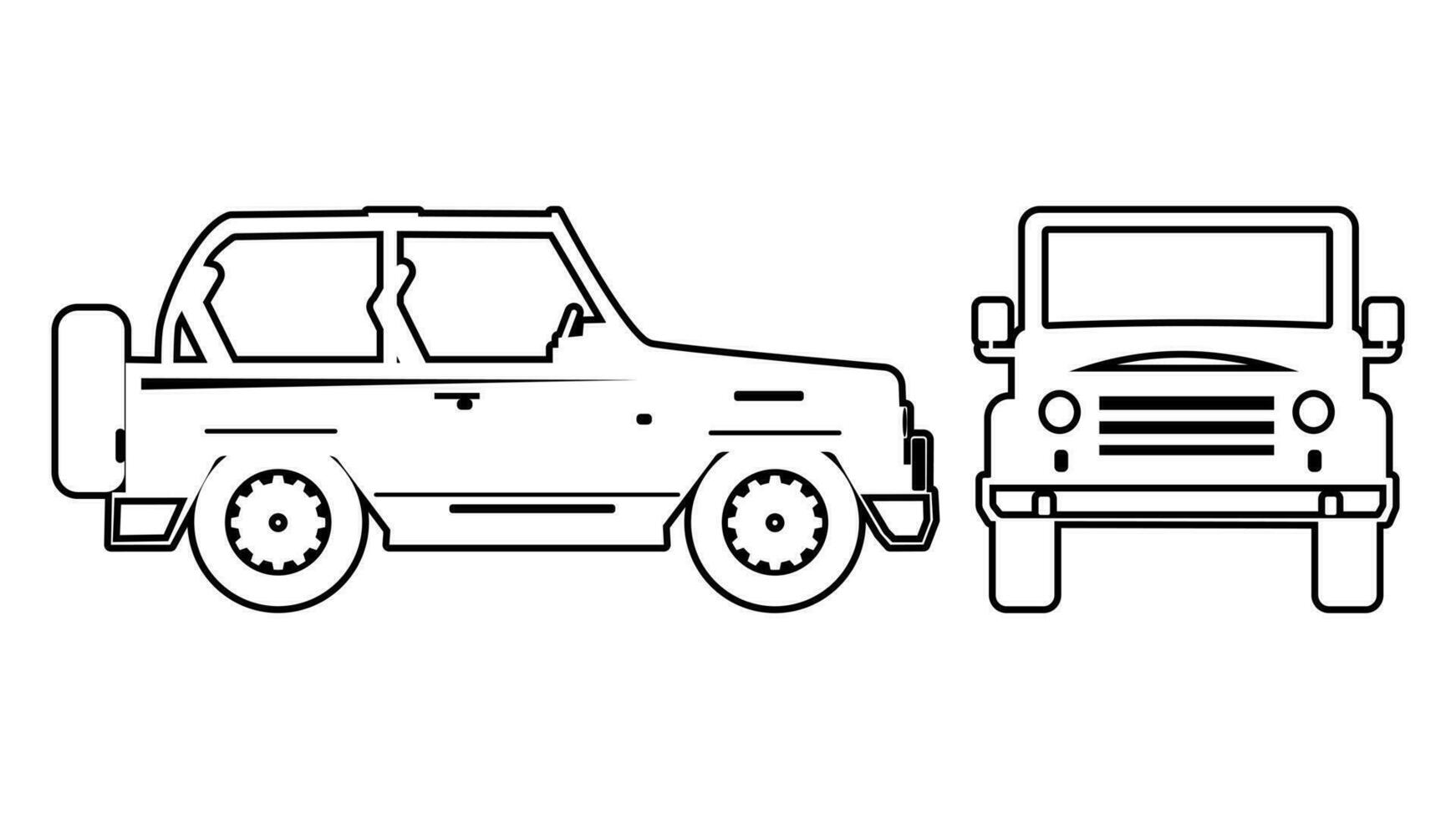 Silhouette suv Auto zum Fahrzeug Branding. Aussicht von Seite und Vorderseite. Vektor Illustration