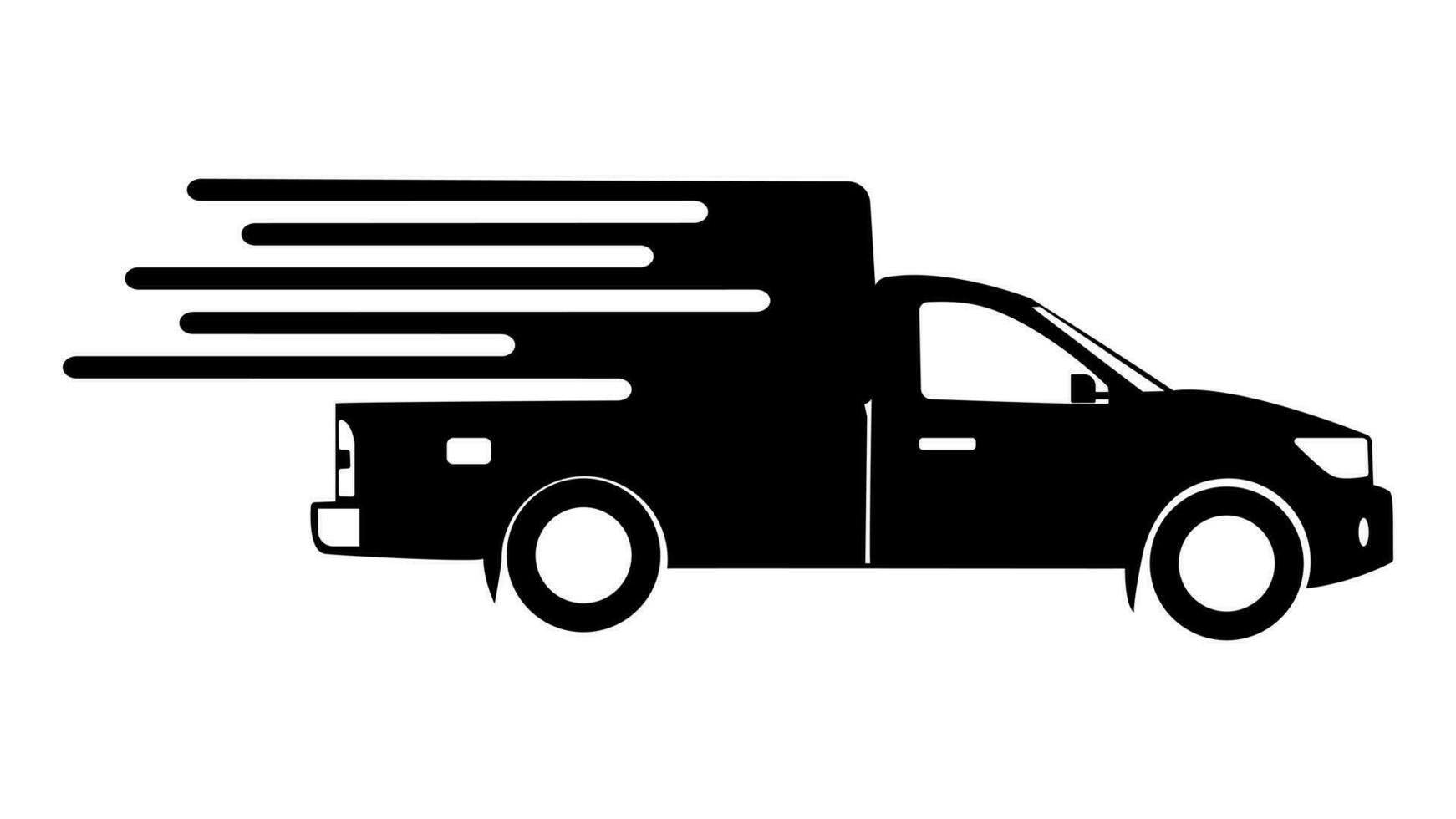 Silhouette abholen LKW. schnell Versand Lieferung eben Symbol zum Transport. Vektor Illustration