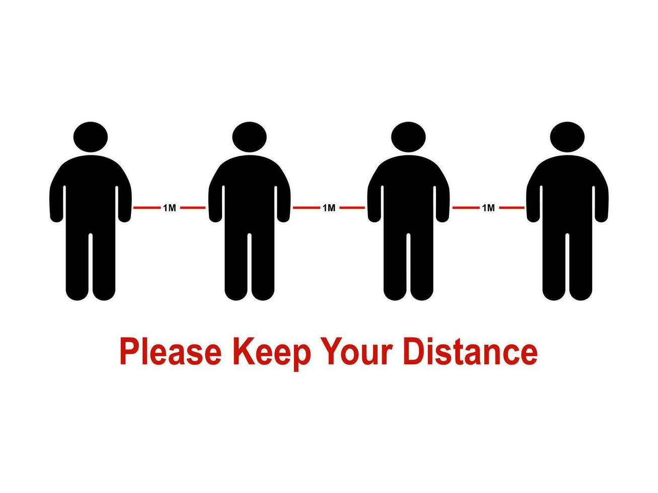 snälla du ha kvar din distans vektor illustration av ett meter av social distans