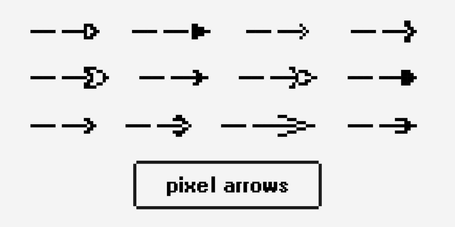 pixel ikoner, tecken, pil symboler för gränssnitt design, webb design, applikationer, presentationer och mycket Mer vektor