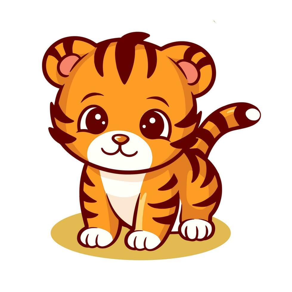 Vektor Illustration von süß Tiger Cartoon-Stil eben Symbol Illustration