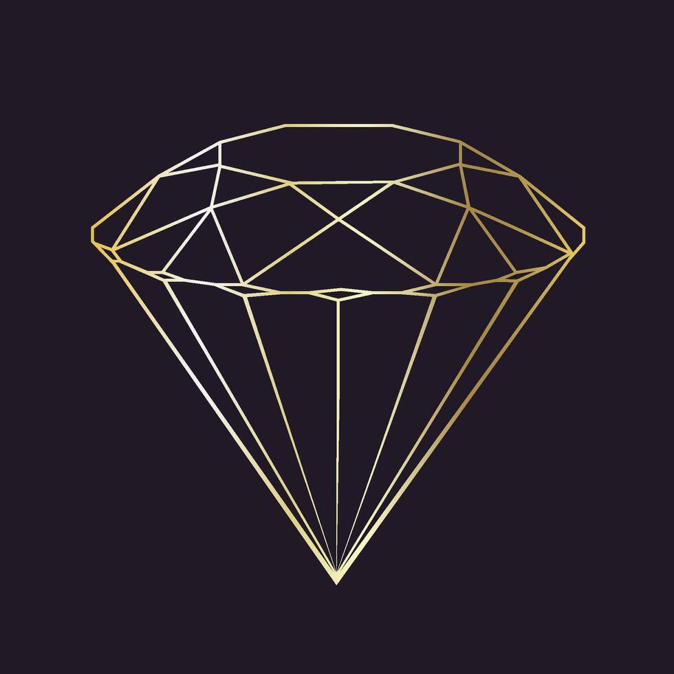 kristall diamant form. geometrisk premie glitter ikon, polygon mosaik- form ametist pärla kvarts sten linje konst stil vektor