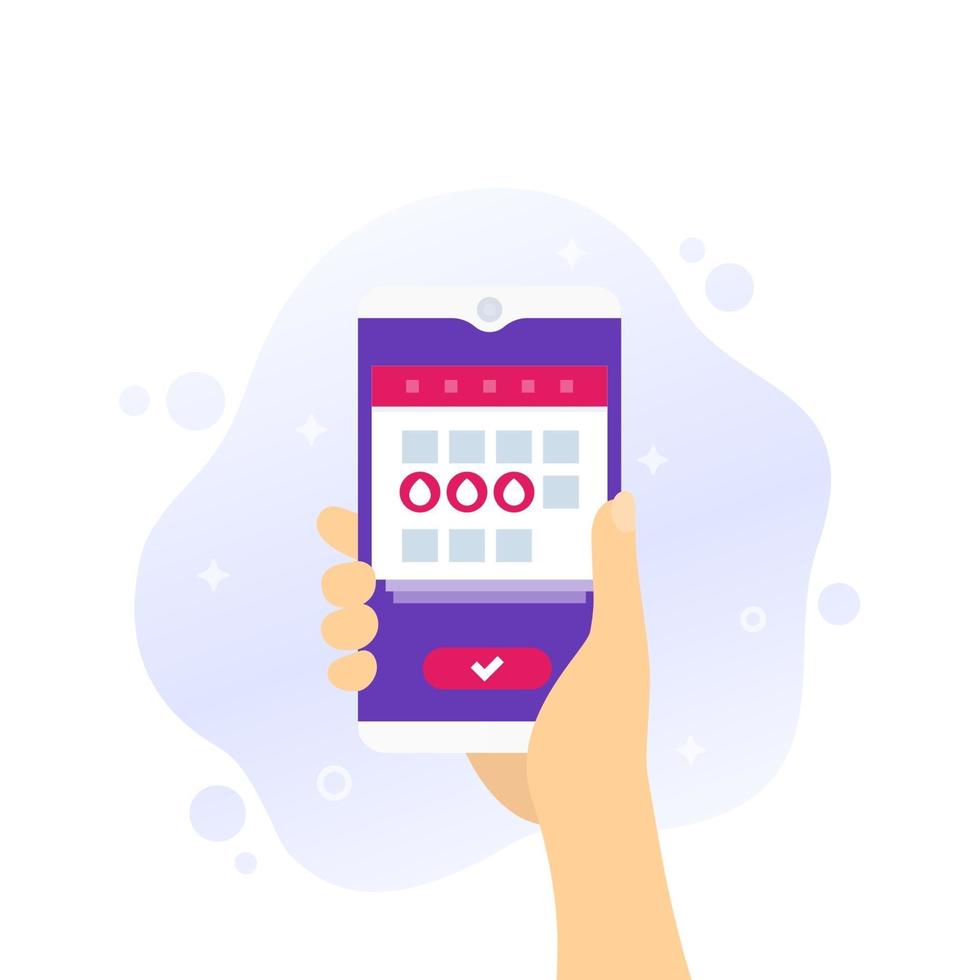 Menstruationskalender, Menstruations-App-Vektordesign vektor