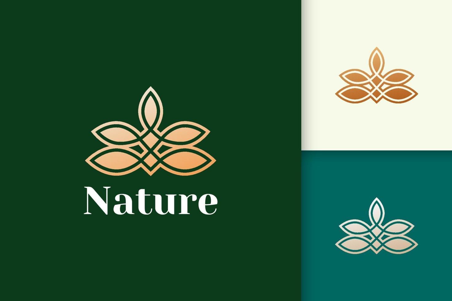 Blumenlogo im femininen und luxuriösen Stil für Gesundheit und Schönheit vektor