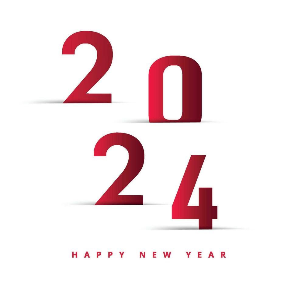 schön 2024 Neu Jahr Karte Feier auf Weiß Hintergrund vektor