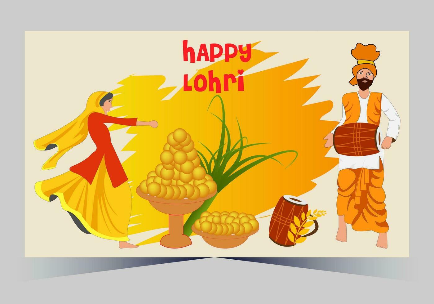 januari Lycklig lohri. Indien traditionell firande dag illustration vektor bakgrund