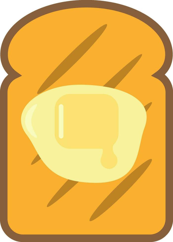 Butter auf Toast eben Symbol Brot Scheibe Vektor Illustration isoliert auf Weiß Hintergrund