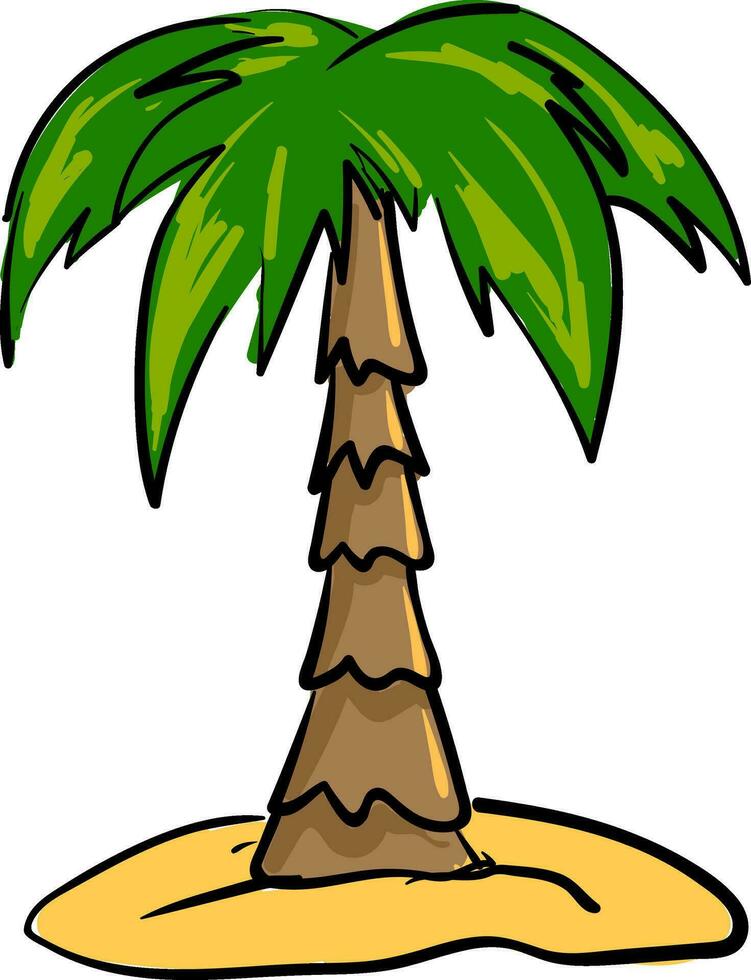 Palme Baum auf das Sand, Illustration, Vektor auf Weiß Hintergrund.