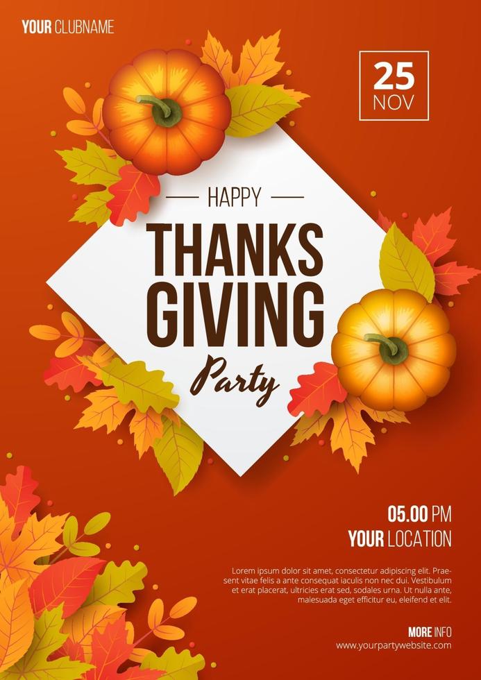 Happy Thanksgiving Day Party Poster. Vektor-Illustration vektor