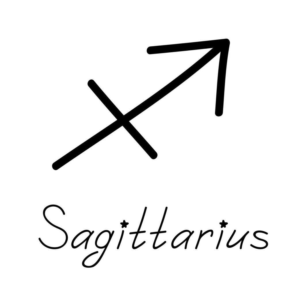 hand dragen sagittarius zodiaken tecken esoterisk symbol klotter astrologi ClipArt element för design vektor