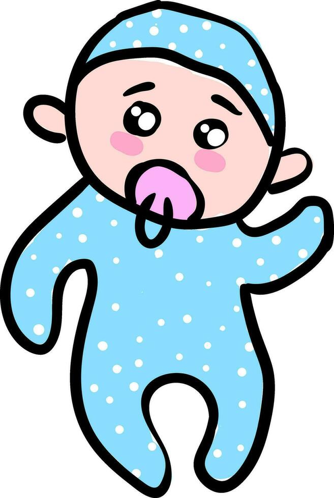 tecknad serie bebis i blå kostym vektor illustartion på vit bakgrund