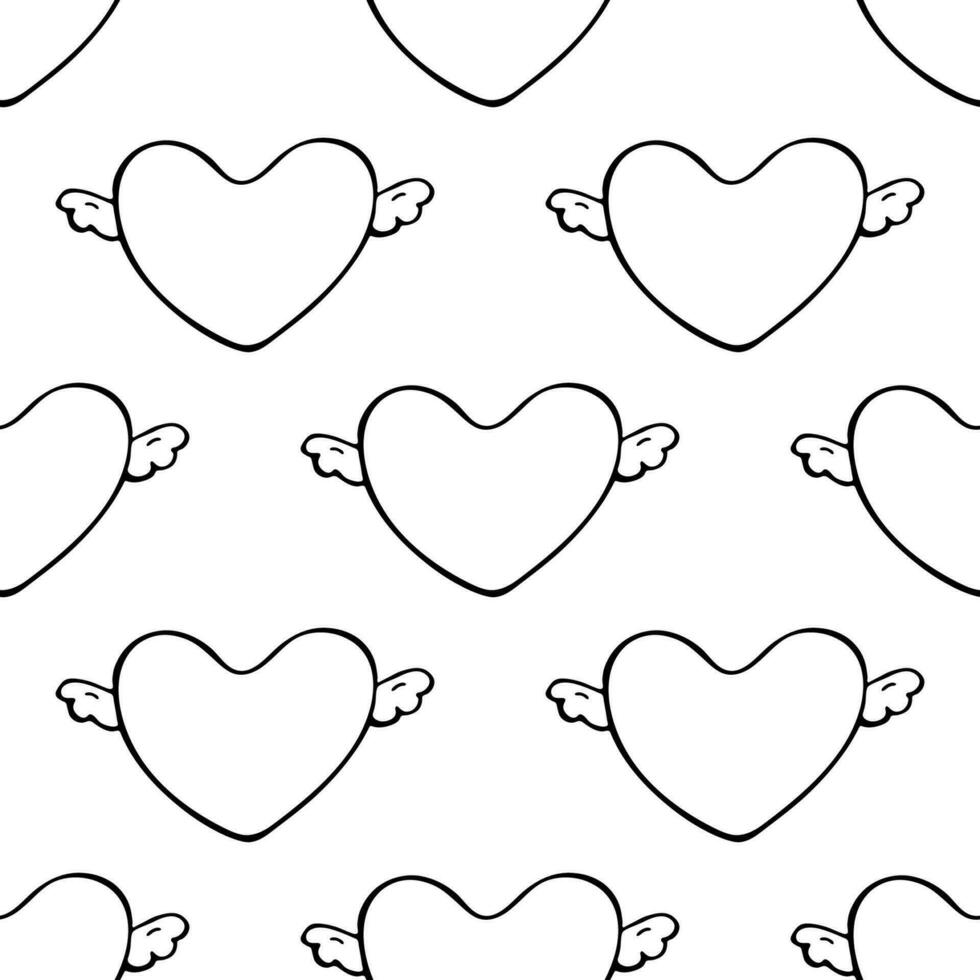 sömlös mönster med hand dragen hjärta klotter för dekorativ skriva ut, omslag papper, hälsning kort och tyg vektor