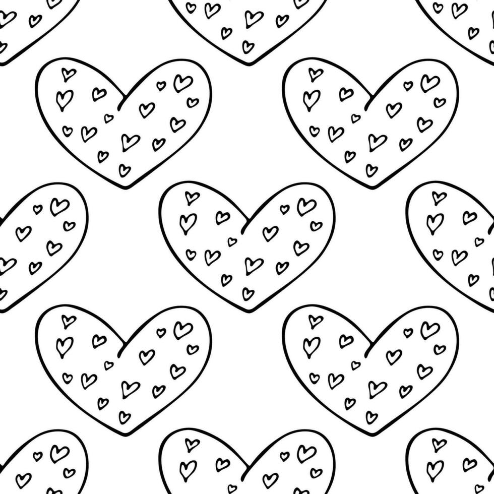 sömlös mönster med hand dragen hjärta klotter för dekorativ skriva ut, omslag papper, hälsning kort och tyg vektor