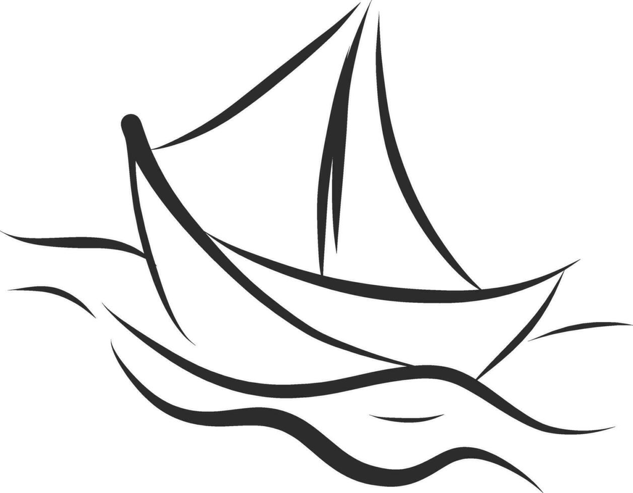 enkel svart och vit tatuering skiss av en fartyg vektor illustration på vit bakgrund