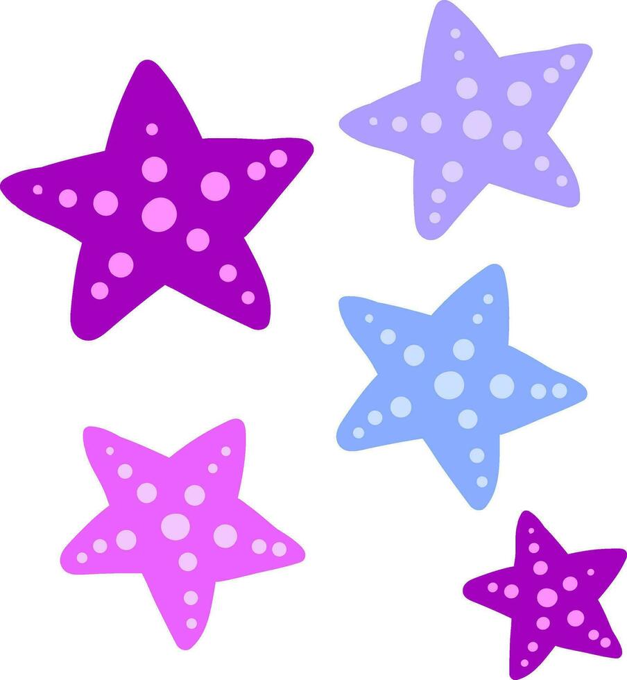lila rosa och bebis blå hav stjärna vektor illustration på vit bakgrund