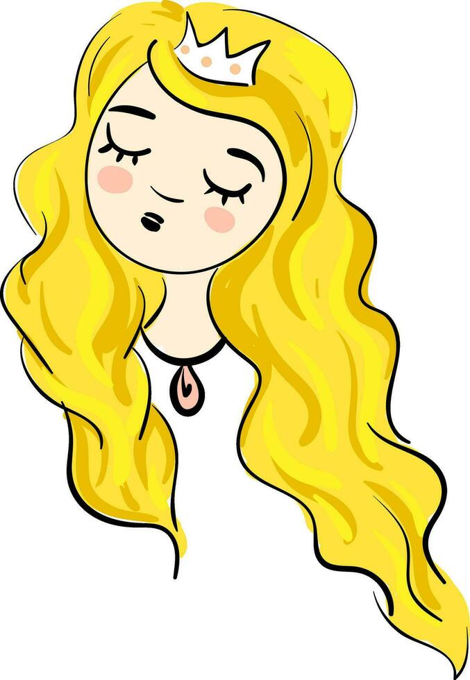 tecknad serie av en sovande blond princesse vektor illustration på vit bakgrund