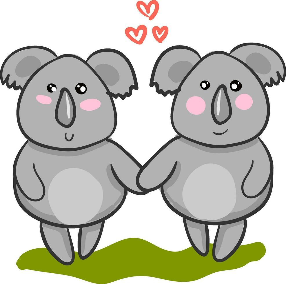 två tecknad serie koalor i kärlek med varje Övrig vektor eller Färg illustration