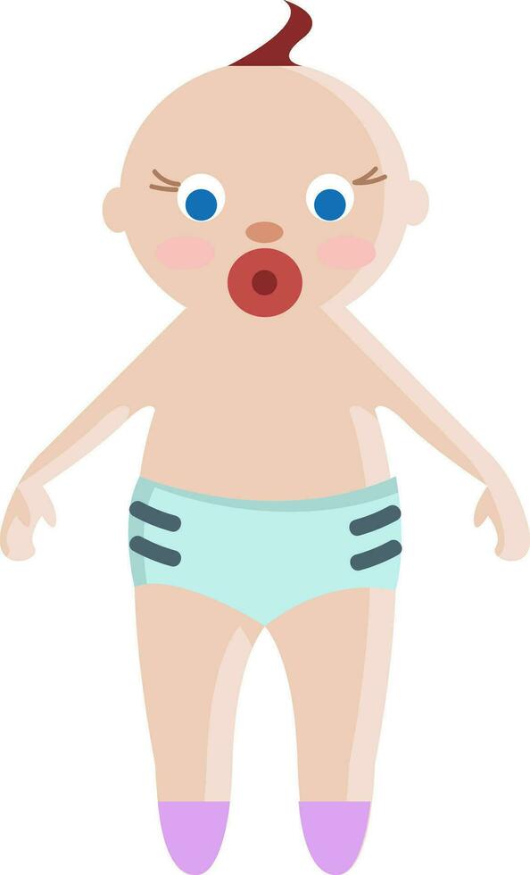 ein bezaubernd Baby im blau gefärbt Unterwäsche Vektor oder Farbe Illustration