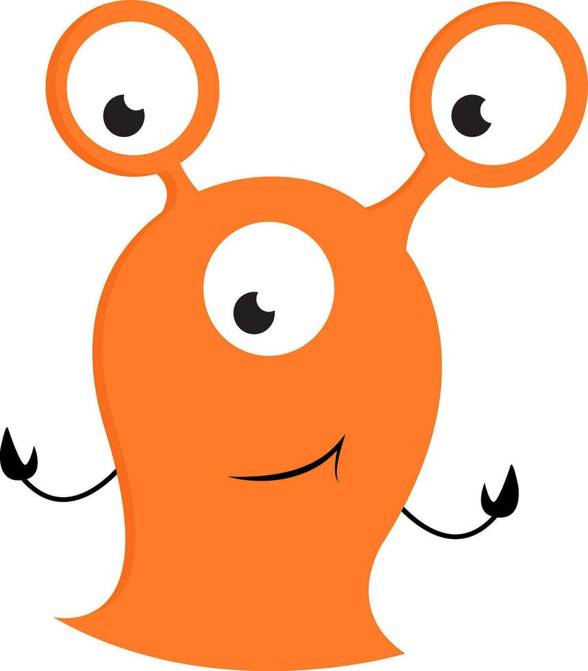 Orange Monster- mit drei groß Augen und glücklich Gesicht Vektor Illustration auf Weiß Hintergrund