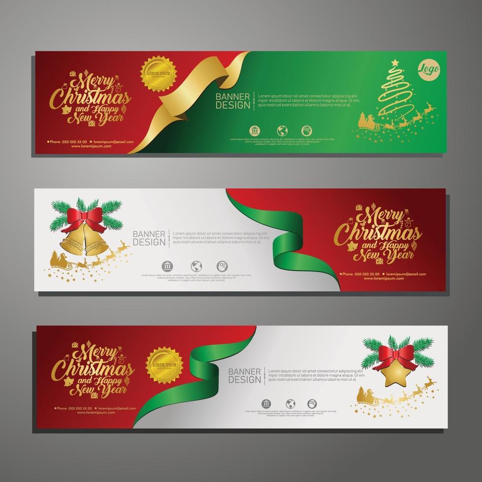 Set Template Design Frohe Weihnachten horizontale Banner vektor