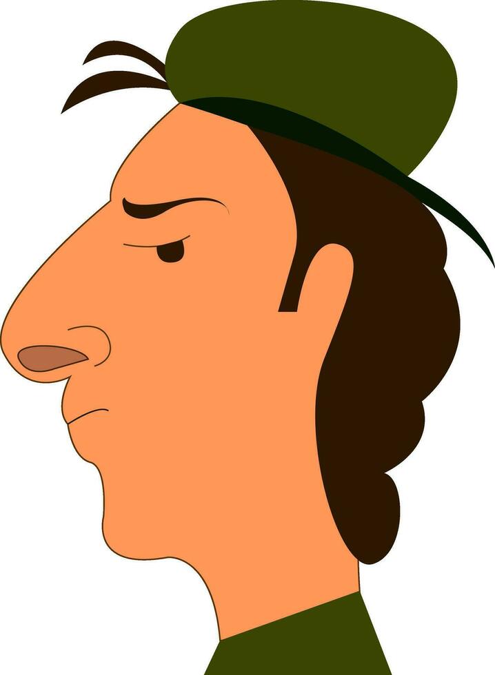 ein Mann tragen ein Grün Hut sieht aus gut aussehend Vektor oder Farbe Illustration