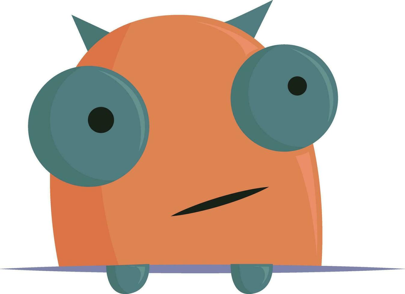 ett orange monster med grå ögon utseende skrämmande vektor eller Färg illustration