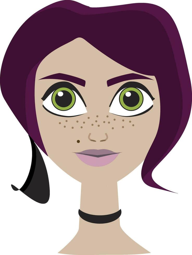 ein jung Mädchen mit ihr modisch violett Farbe gefärbt Haar Vektor Farbe Zeichnung oder Illustration