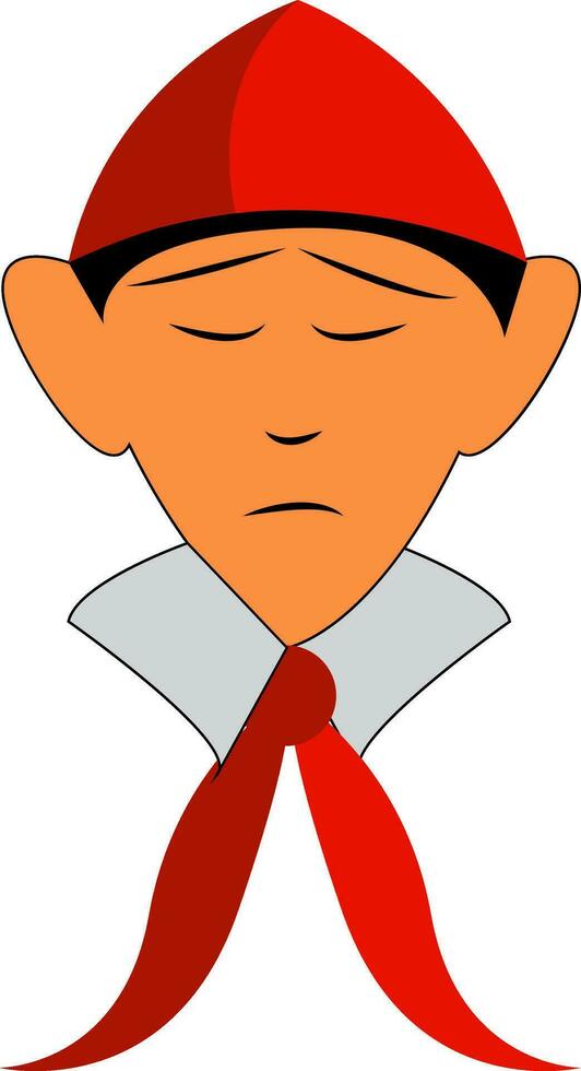 ein Junge gekleidet im Pionier Kostüm mit ein rot Kopf Deckel und ein rot Krawatte Vektor Farbe Zeichnung oder Illustration