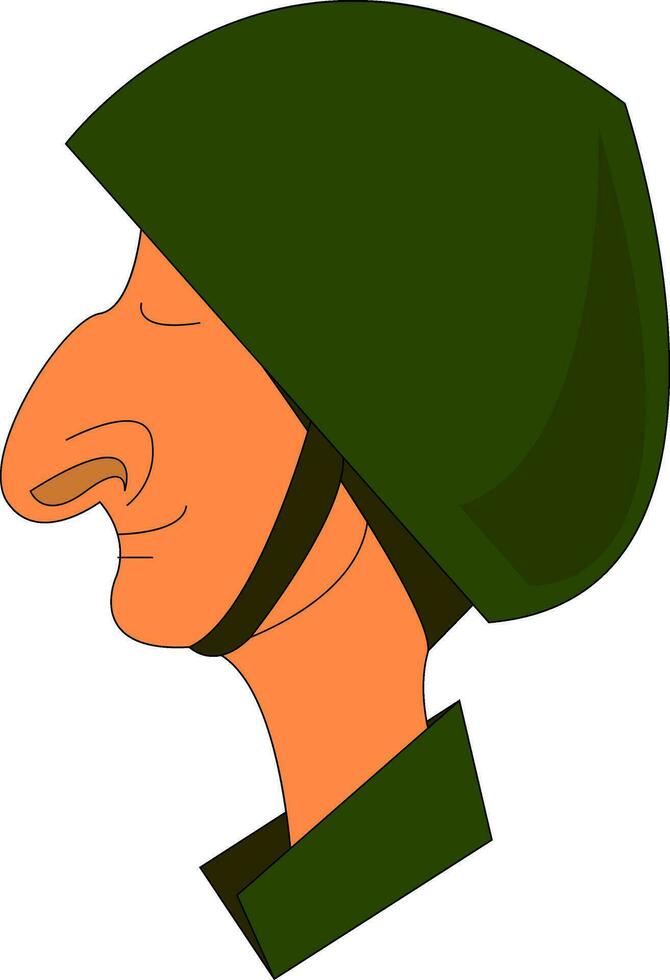 ein lächelnd Soldat tragen ein Militär- Helm ist lächelnd Vektor Farbe Zeichnung oder Illustration