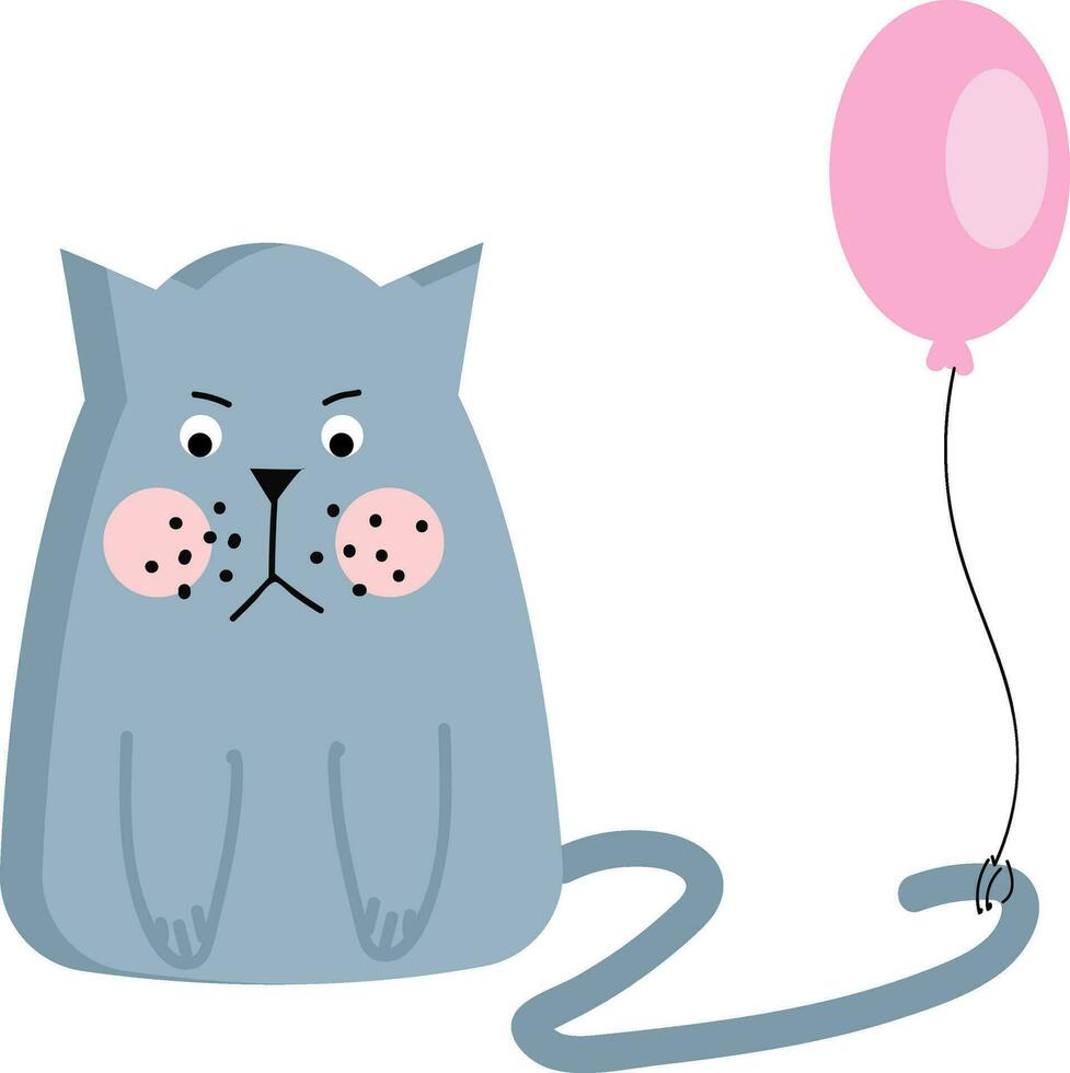 ein wütend Katze mit ein Ballon gebunden zu es ist Schwanz Vektor oder Farbe Illustration