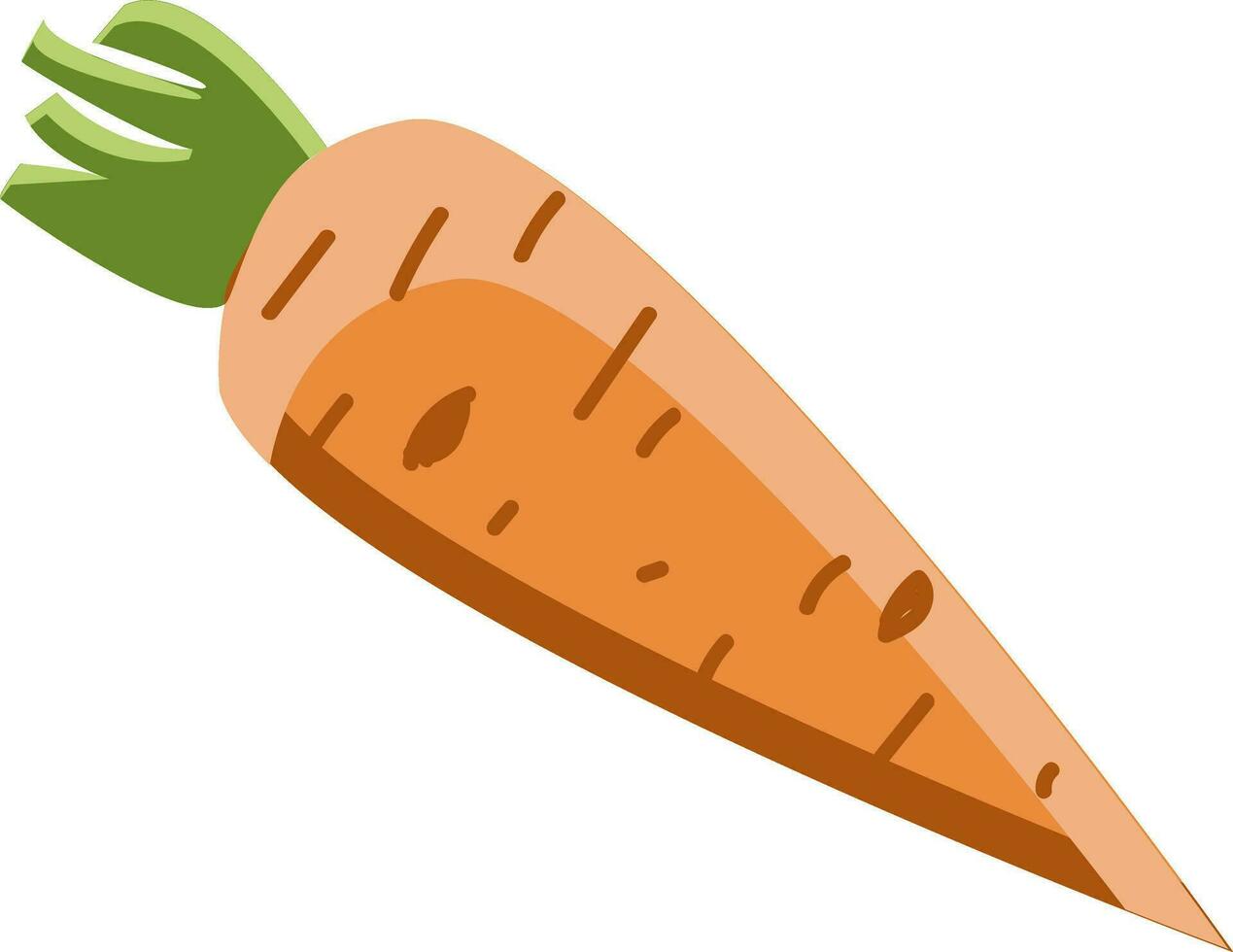 ett orange morot med grön stam redo för de konsumtion vektor Färg teckning eller illustration