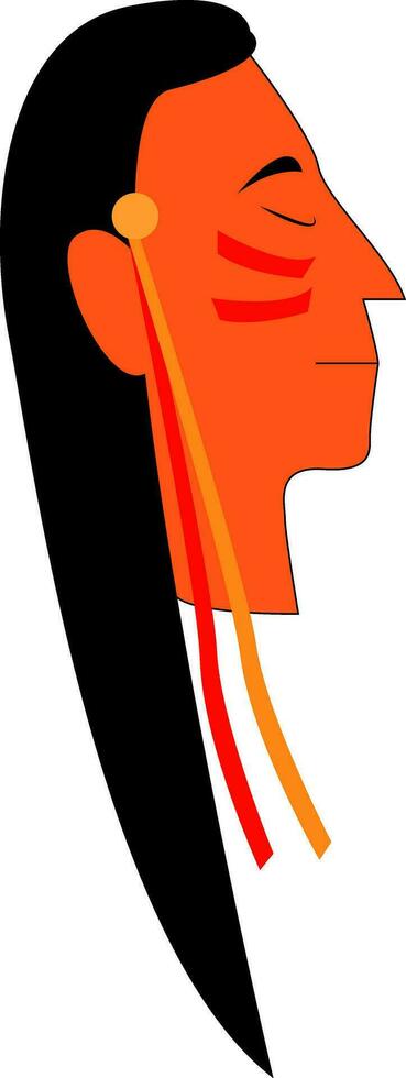 en inföding amerikan eller ett indisk med hans lång hår och rationell kostym vektor Färg teckning eller illustration