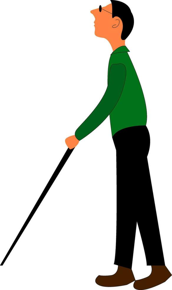 en blind man gående ensam med de hjälp av hans pinne vektor Färg teckning eller illustration