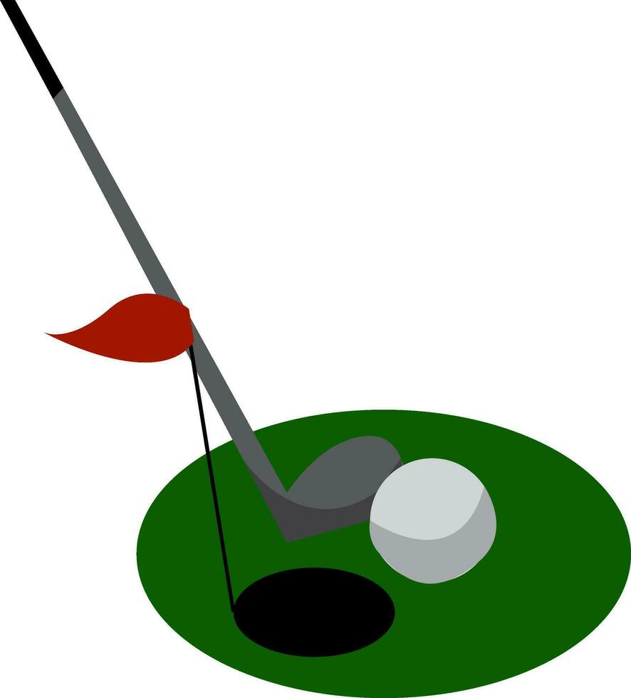 Clip Art von Golf Feld mit eben Loch Ball und spielen Stock Vektor Farbe Zeichnung oder Illustration