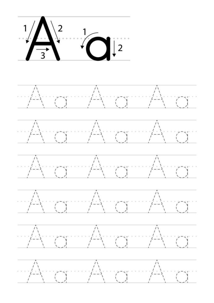 druckbar Brief ein Alphabet Rückverfolgung Arbeitsblatt vektor