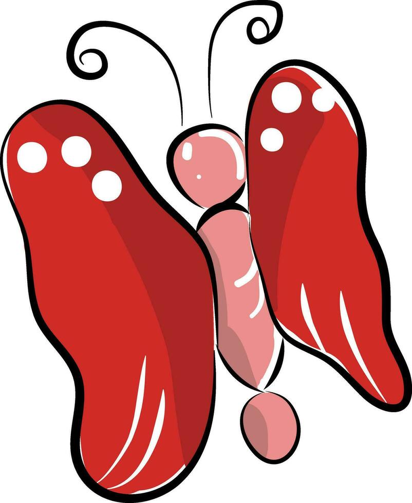 ein Herrlich Schmetterling mit rot Flügel und Rosa Körper Vektor Farbe Zeichnung oder Illustration